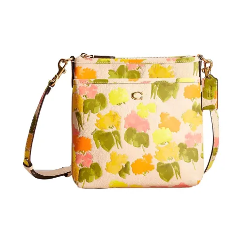 COACH Kitt Полированная кожа с эффектом галечника Сумка через плечо Маленькая Женская Многоцветная