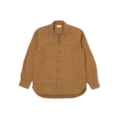 Universal Works Золото/Морской Синий Мужские Рубашки