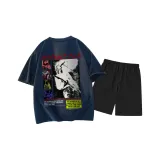 Темно-синий топ, черный низ