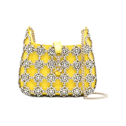 GUCCI Jackie Notte Телячья кожа Сумка через плечо Мини Женская Лимонно-желтая