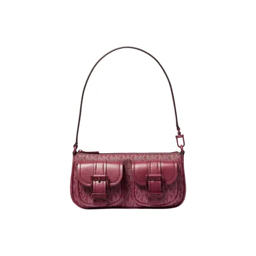 MICHAEL KORS Покрытый холст Ручная сумка на плечо Маленькая Женская Розово-красная