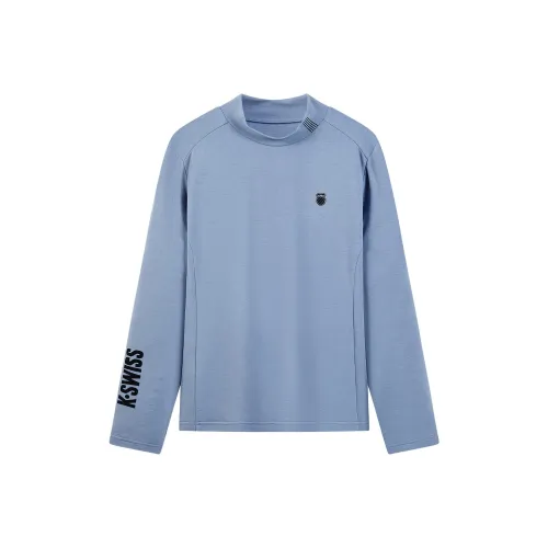 KSWISS Мужская рубашка с длинными рукавами и воротником-стойкой с логотипом