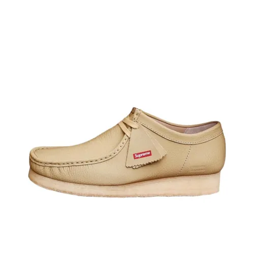 Supreme x Clarks Originals WALLABEE Низкий Топ Повседневная Обувь Унисекс Светлый Умбра