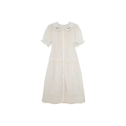 SUNSUNTOWN Короткое платье с короткими рукавами женское