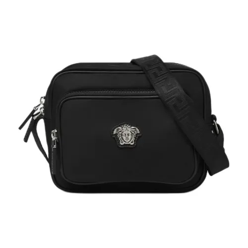 VERSACE Нейлон Курьерская Сумка Сумка через плечо Мужская Черная и Серебряная