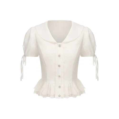 CHIWAWAMEME Shell Ecru Doll Face Shirt Women's Shirt