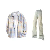 Желтая клетка + грязно-желтые брюки