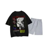 Чёрный топ, светло-серый низ