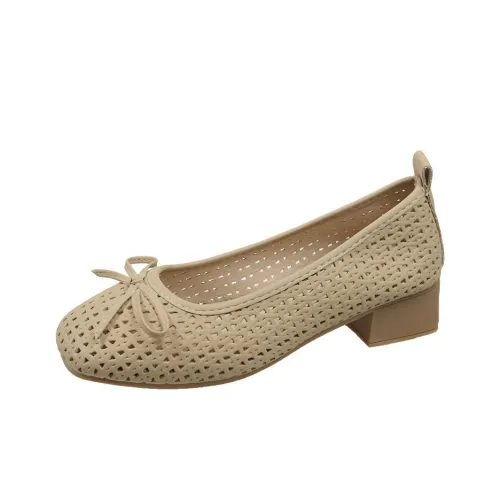 WUJI Лето Дышащий Cut Out Бант Низкий вырез Квадратный носок Грубый каблук Модный Удобный Туфли Мэри Джейн Женские