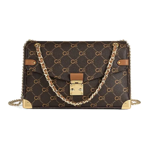 COOGI Коровья кожа Сумка на плечо Женская Кофейного цвета