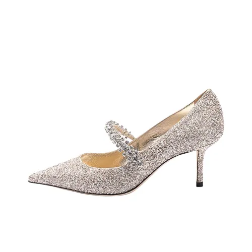 Jimmy Choo Bing Низкий каблук Высокие каблуки 6,5 см Женские Серебристый