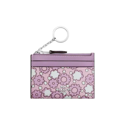 COACH Skinny Id Case Покрытый холст Картхолдер Мини Женский Светло-фиолетовый