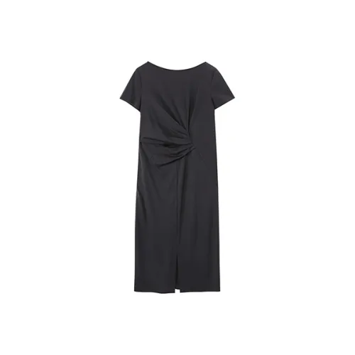 OVV Обсидиановый черный Женские Короткие Платья с Рукавами