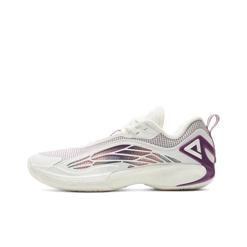 PEAK Амортизация Устойчивость к истиранию И устойчивые свойства Низкие баскетбольные кроссовки Мужские Super Light Белый Фиолетовый