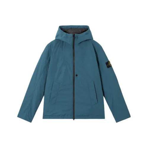 STONE ISLAND Хлопковый пуховик Мужской Темно-бирюзовый