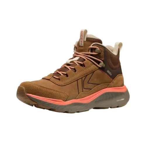 KEEN Leiki Амортизация Устойчивый к истиранию Водонепроницаемый MID Топ Уличная обувь Женская Коричневая