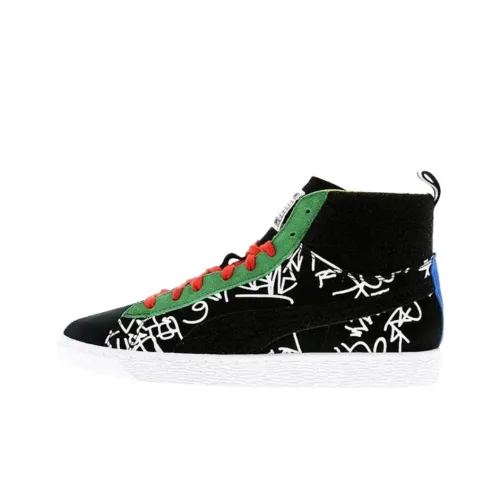 Dee Ricky X PUMA Basket Аbrasion Resistant MID Топ Скейтборд Кроссовки Мужской Черный