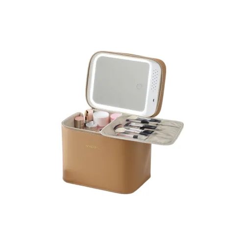 Ji Shengrui Косметичка с Зеркалом и LED Светом Большая Емкость для Хранения Косметики Портативная Коробка для Хранения