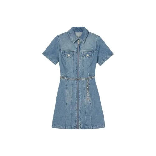 Michael Kors Blue Женские Короткие Платья с Рукавами