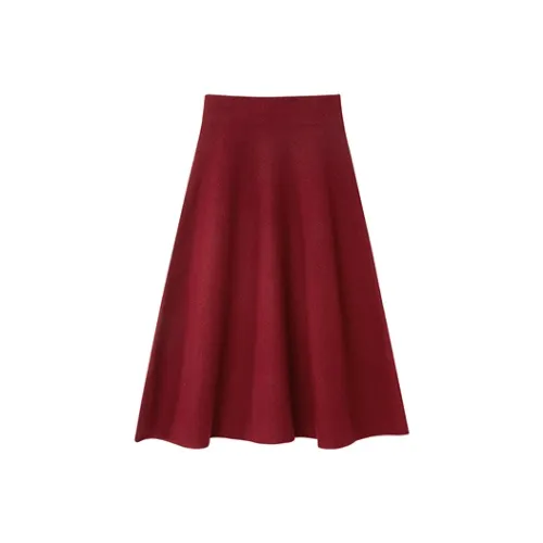 OVV Бордово-красные Женские Повседневные Длинные Юбки