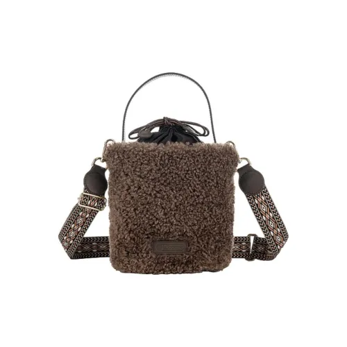 LeSportsac Ткань Сумка через плечо Ведрообразная Сумка на плечо Средняя Женская Hot Шоколадно-коричневый Овчина Белый