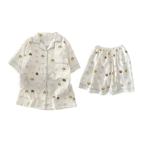 MEIJIAO Повседневный Свободный крой Комплект Пижамы Верхняя одежда Домашняя одежда Женская