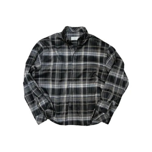 Undermycar SS25 Anti Fxxking Логотип Играть Базовый Long Sleeve Check Рубашки Рубашка Мужская