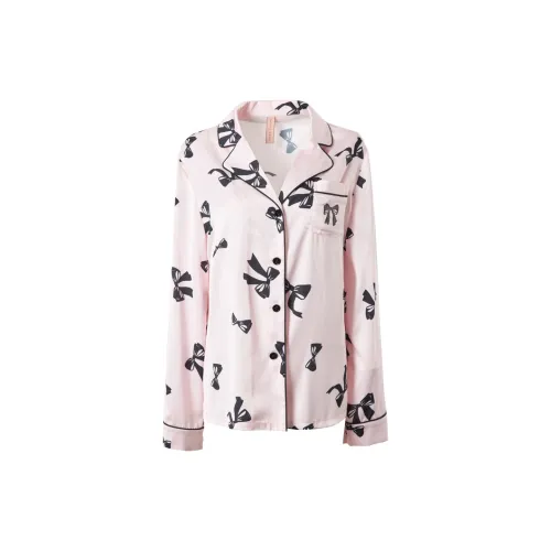 DPLAY SWEET Foundation Черный Бант Длинный Sleeved Женские Пижамные верхние части