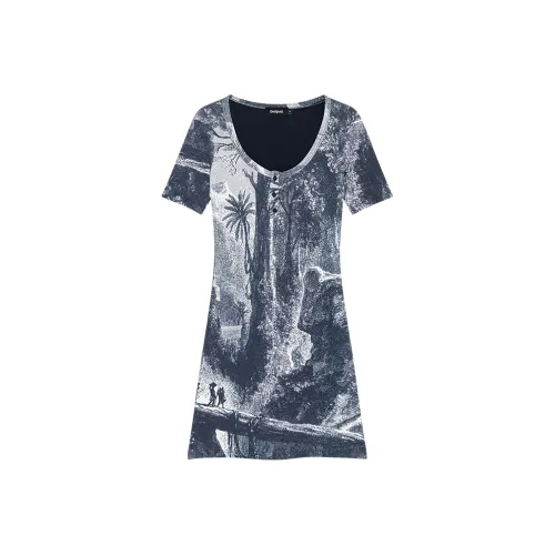 Desigual Blue Женские Короткие Платья с Рукавами