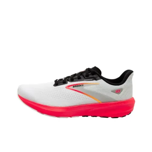 Brooks Launch 10 Устойчивые к истиранию Низкие Беговые кроссовки Женские Белый Красный Черный