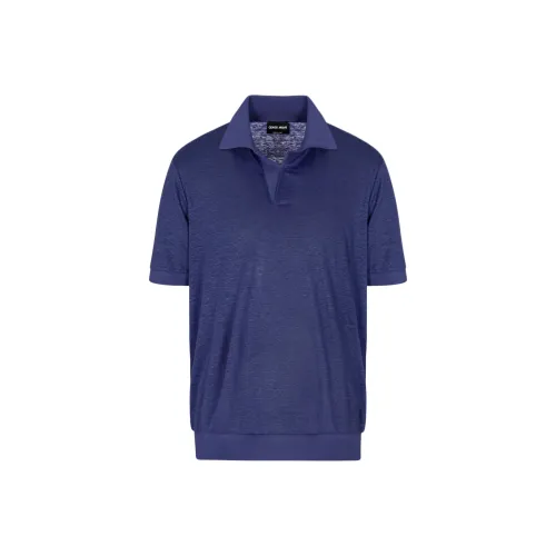 GIORGIO ARMANI Синий Фиолетовый Мужская Рубашка Поло