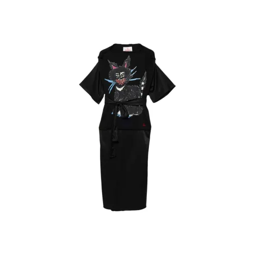 Vivienne Westwood Black Женские Короткие Платья с Рукавами