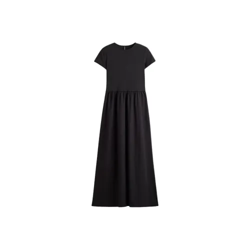 H&M Черное Женское Короткое Платье с Рукавами