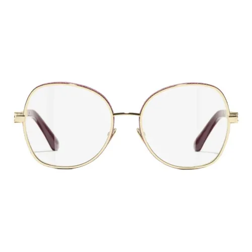 CHANEL Металл Деним Круглые Оправы для очков Унисекс Яркое Золото