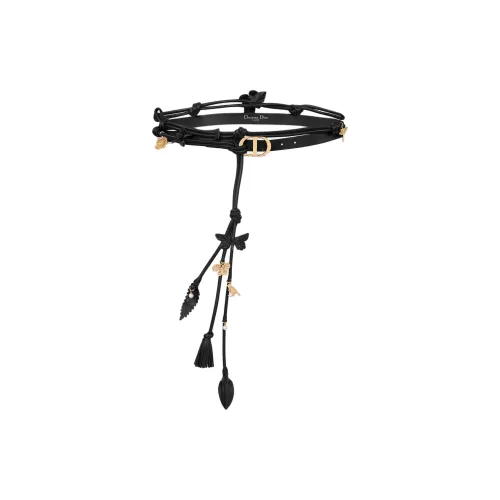 DIOR Коровья кожа цепь на талию женский черный 1,5 см