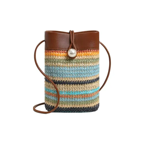 MILLIE'S Сумка через плечо из ткани с коровьей кожей женская радужная коричневая