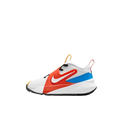 Nike Team Hustle D 12 Амортизация Низкий Топ Детские Баскетбольные Кроссовки Белый Красный Синий Детский
