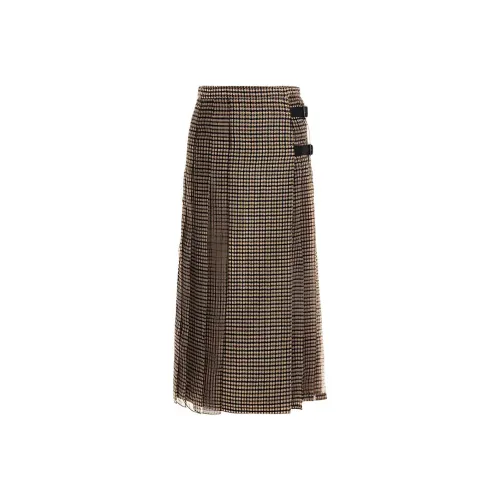 MaxMara Кожа Длинная Юбка Женская Коричневая