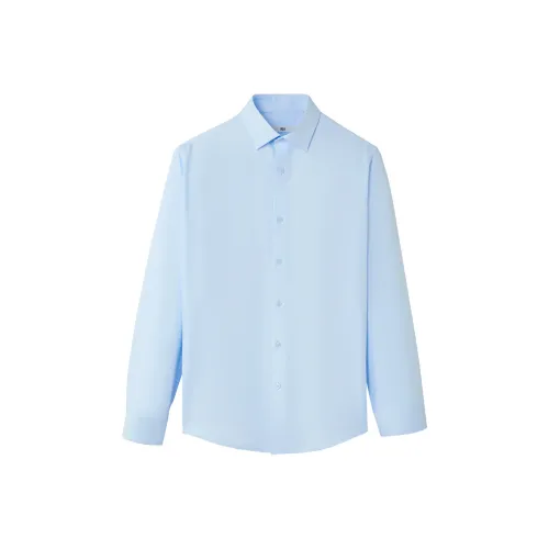 HLA Светло-синяя рубашка из саржи, размер 33, мужская