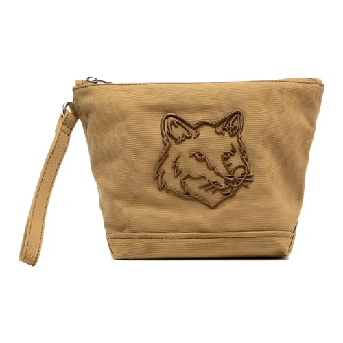 Maison Kitsune Хлопок Клатч Сумка для туалетных принадлежностей Женская Каштановая