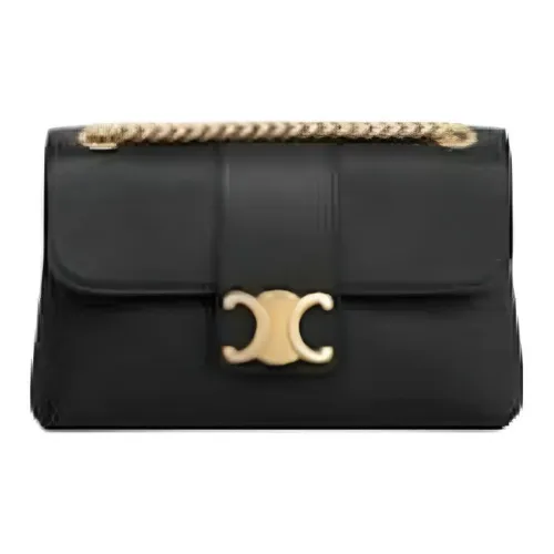 CELINE Телячья кожа с текстурой сумка женская черная