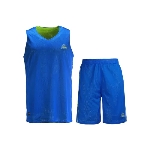 PEAK Одежда Sets Цветной синий/Неоново-желтый Мужские баскетбольные костюмы