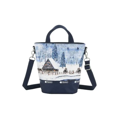 LeSportsac Ткань Сумка через плечо Сумка Сумка-ведро для повседневного использования Средний Женская Синяя