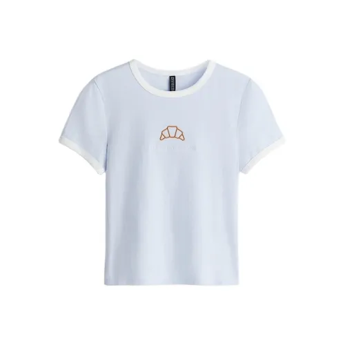 H&M Светло-синий/Цвет руассана Женские футболки