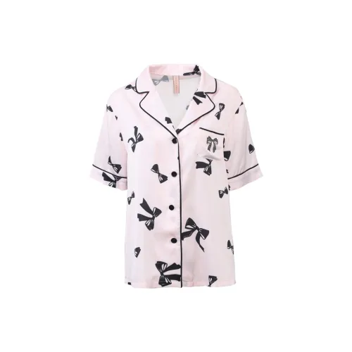 DPLAY SWEET Foundation Черный Бант Короткий Рукав Женские Пижамные Верхние части