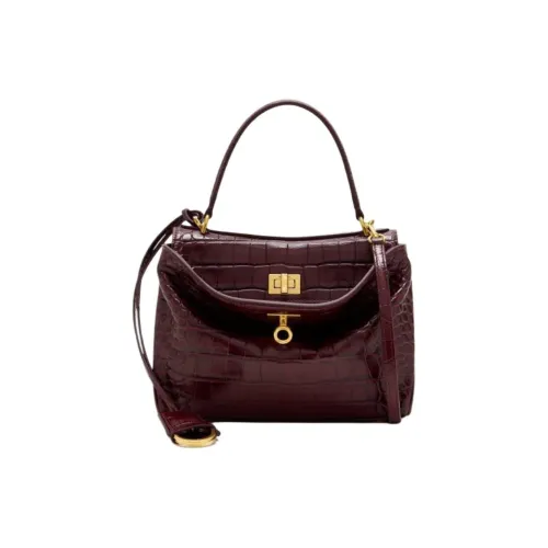 Balenciaga Rodeo Телячья кожа Одно плечо Сумка Мини Женская Бургунди