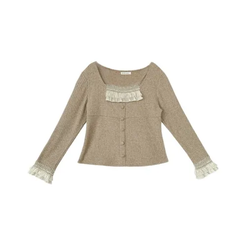 WUPODAMANVZHUANG Трикотаж Женский Овсяный Хаки