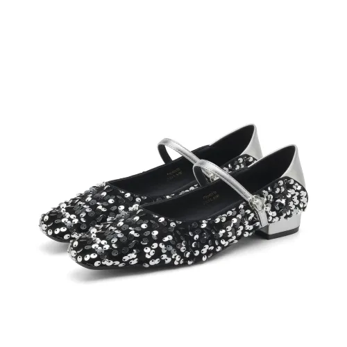 FOXER Грубый каблук Мэри Джейн Женские Туфли Черные