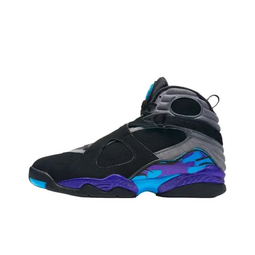 Jordan Air Джордан 8 Противоскользящий Устойчивый к износу Высокий Топ Винтажные баскетбольные кроссовки Мужские Черный Серый Синий