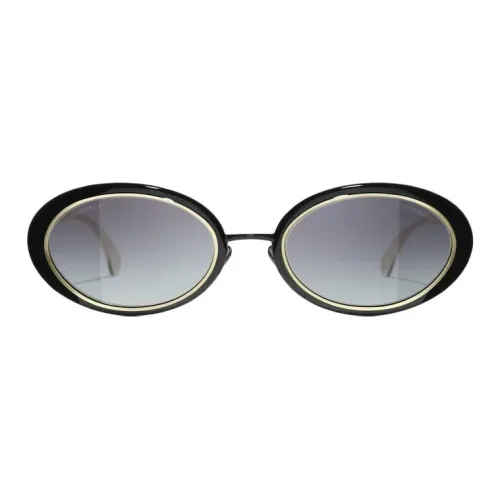 CHANEL Металл OVAL SUNGLASSES Унисекс Черный